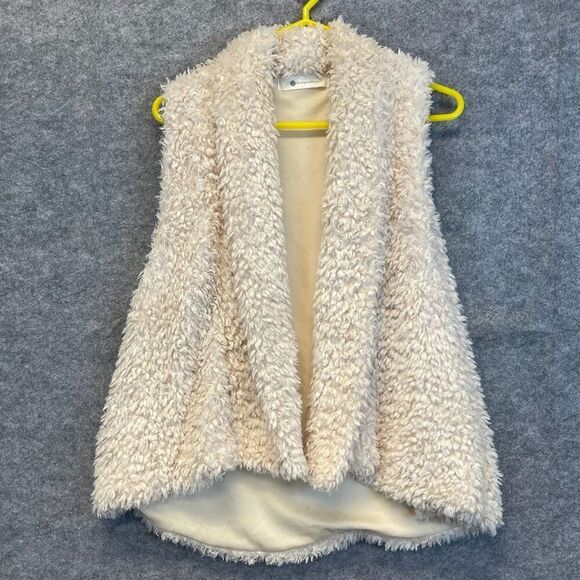 THE IMPECCABLE PIG Lucy Vest Women’s Medium Cream Soft Faux Fur Open Front - Picture 1 of 12